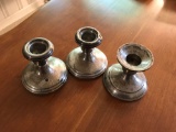 Group of 3 Sterling Silver weighted candle holders