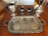 Group of 5 silver plate, pewter items