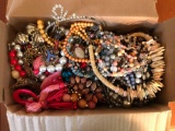 Group of beaded necklaces, tiara and more