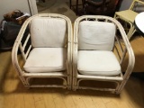 Vintage Matching bamboo chairs with cushions