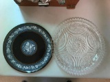 Group of 2 glass serving plates