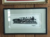 Framed Train Etching