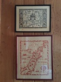 Group of 2 framed maps