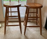 Group of two wood stools