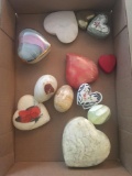 Group of heart stones and porcelain hearts