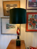 Shabby chic barber pole distressed lamp