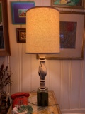 Shabby chic barber pole distressed lamp