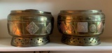 Group of two footed brass covered bowls