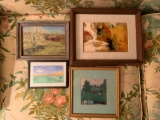 Group of four pieces of framed artwork