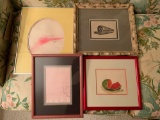 Group of four pieces of framed artwork