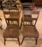 Group of 4 antique wooden chairs