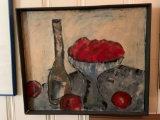 Oil painting on canvas still life of table scene