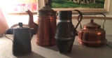 Group of 4 Vintage Copper and Metal Pots