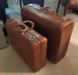 Group of 2 Vintage Wheary Leather Luggage