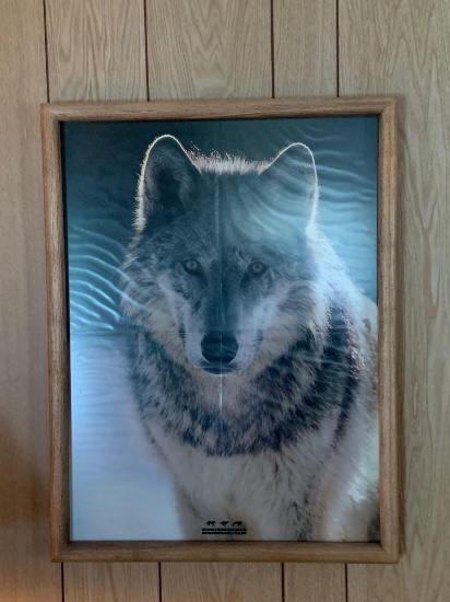 Framed poster of a wolf