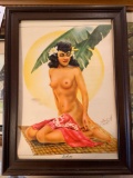 Vintage nude Hawaiian women print