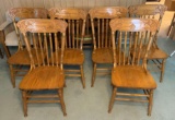 Group of 6 oak dining room chairs