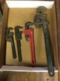 Group of 4 pipe wrenches