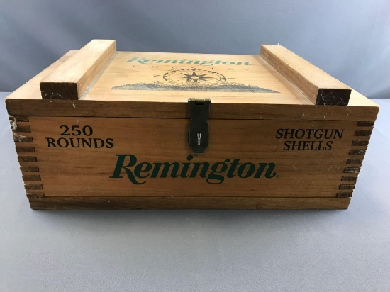 Remington Shotgun shell wooden box with handles