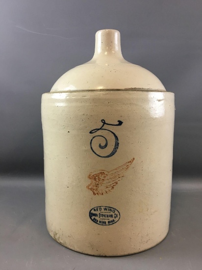 Antique 5 Gallon Red Wing Stoneware Jug