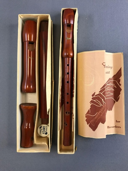 2 wooden Olympian recorders