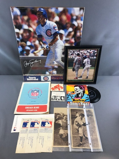 Group of Sports Memorabilia, Ryne Sandberg, Walter Payton