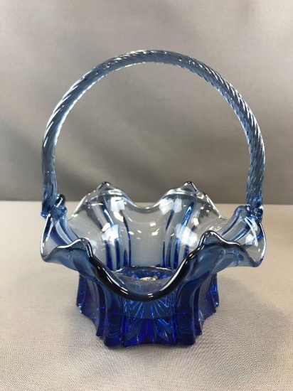 Fenton Blue Glass Basket