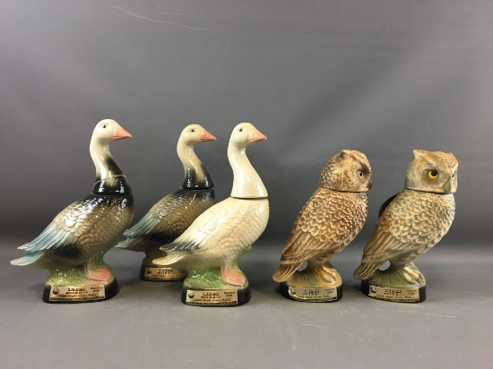 Group of 5 Jim Beam 1979 Bird Decanters