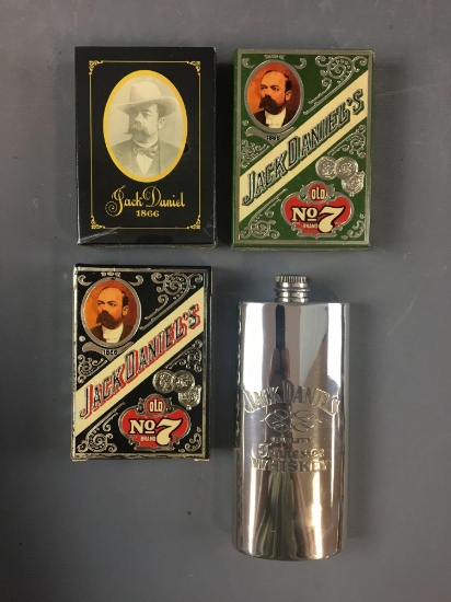 Group of 4 Jack Daniels Flask and Playing Cards
