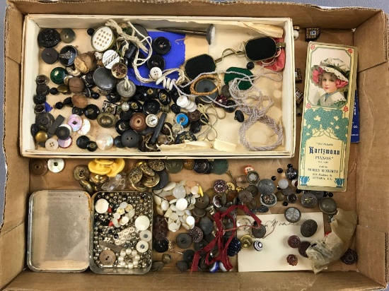 Group of Vintage buttons beads sequins and more