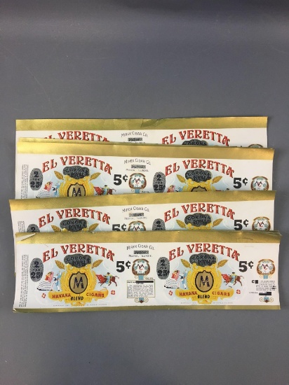 Large group of El Veretta Cigar box Labels