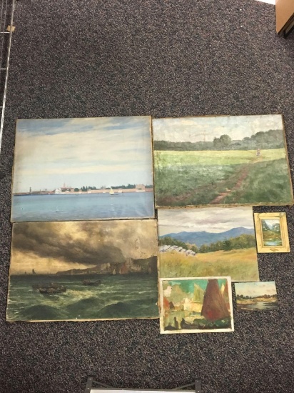 Group of 7 Oil paintings on canvas and board