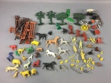 Group of Vintage Plastic Farm Animals and more