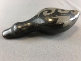Native American hand crafted etched pottery duck