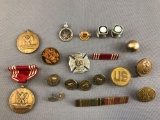 Group of Medals, pins, buttons; Military and more