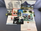Group of Vintage ads, calendars, magazines and more