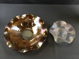 Group of 2 carnival glass bowls