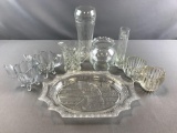 Group of 9 clear glass items