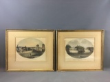 Group of 2 Lithos of Rideau Falls and A Bridge in Ottawa City, Canada