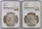 Lot of (2) Morgan Silver Dollars both (NGC) MS62.