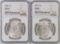 Lot of (2) 1896 P Morgan Silver Dollars (NGC) MS63 & MS64.