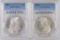 Lot of (2) Morgan Silver Dollars both (PCGS) MS64.