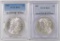 Lot of (2) Morgan Silver Dollars both (PCGS) MS63.