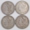 Lot of (4) 1884 S Morgan Silver Dollars.