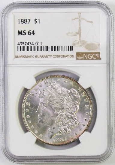 1887 P Morgan Silver Dollar (NGC) MS64.