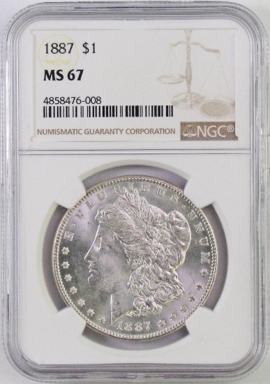 1887 P Morgan Silver Dollar (NGC) MS67.