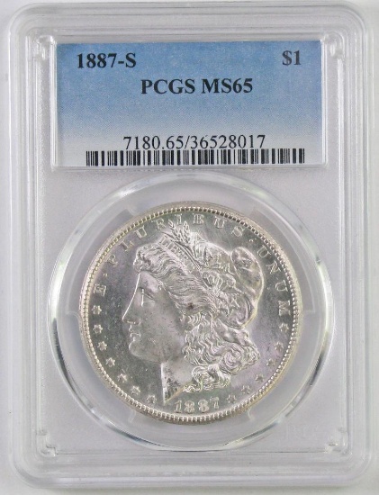 1887 S Morgan Silver Dollar (PCGS) MS65.