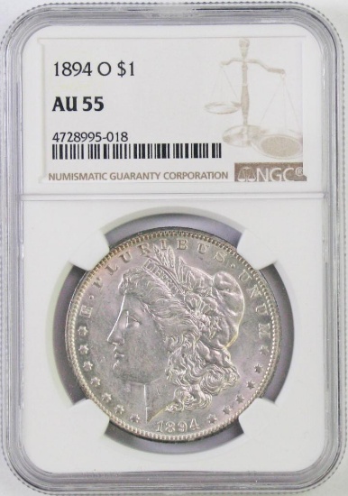 1894 O Morgan Silver Dollar (NGC) AU55.