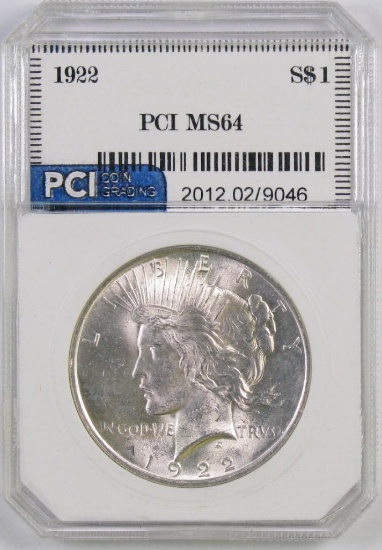 1922 P Peace Silver Dollar (PCI) MS64.