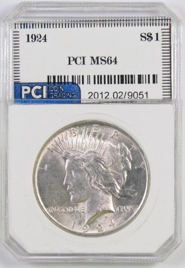 1924 P Peace Silver Dollar (PCI) MS64.